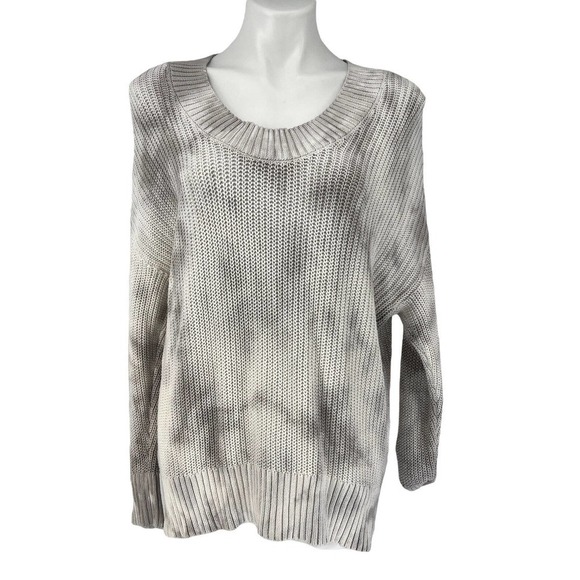 Aerie Oversized Chunky Slouchy Cloud White Gray Tie Dye Pullover Sweater XS - Picture 1 of 8